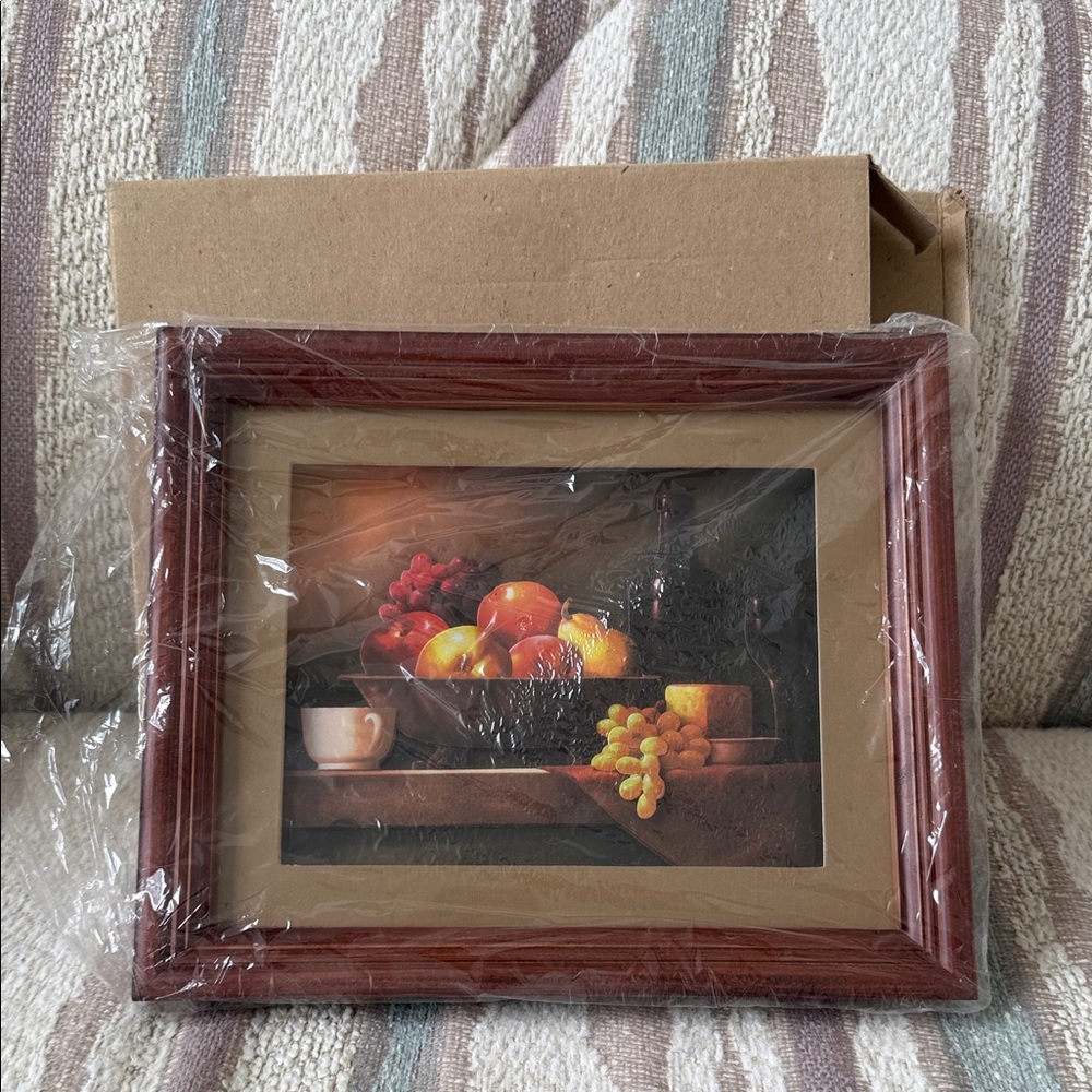 3D Brown Wooden Picture Frame with Fruit Artwork